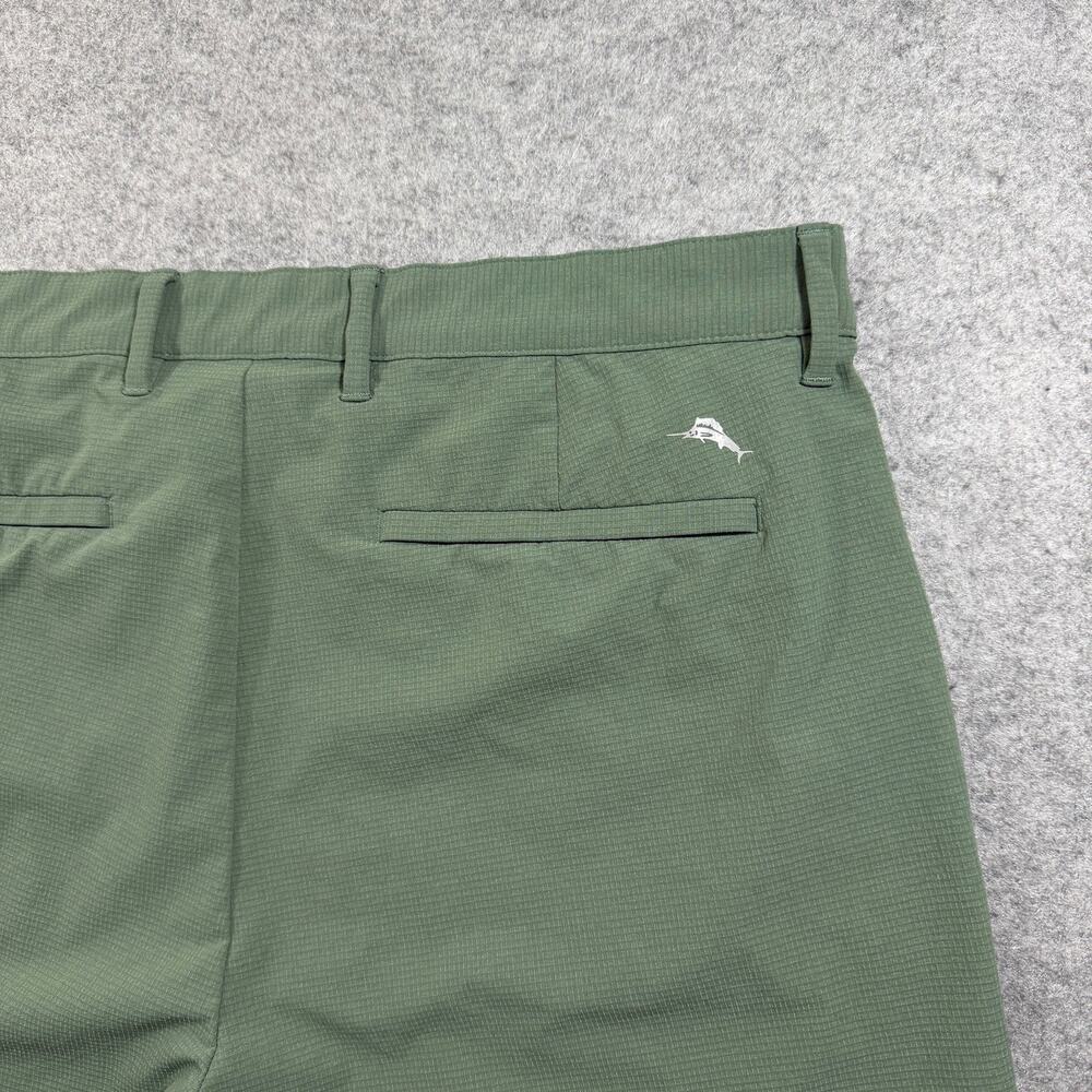 Tommy Bahama Golf Shorts Mens 36 Olive Green Stretch Flat Front Preppy Active - Picture 3 of 13